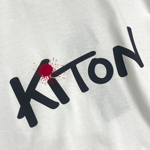 White Crew Neck T-Shirt With Kiton Logo - Picture 4 of 7